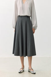 LILY Grey-Toned A-Line Office Skirt