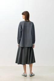 LILY Grey-Toned A-Line Office Skirt