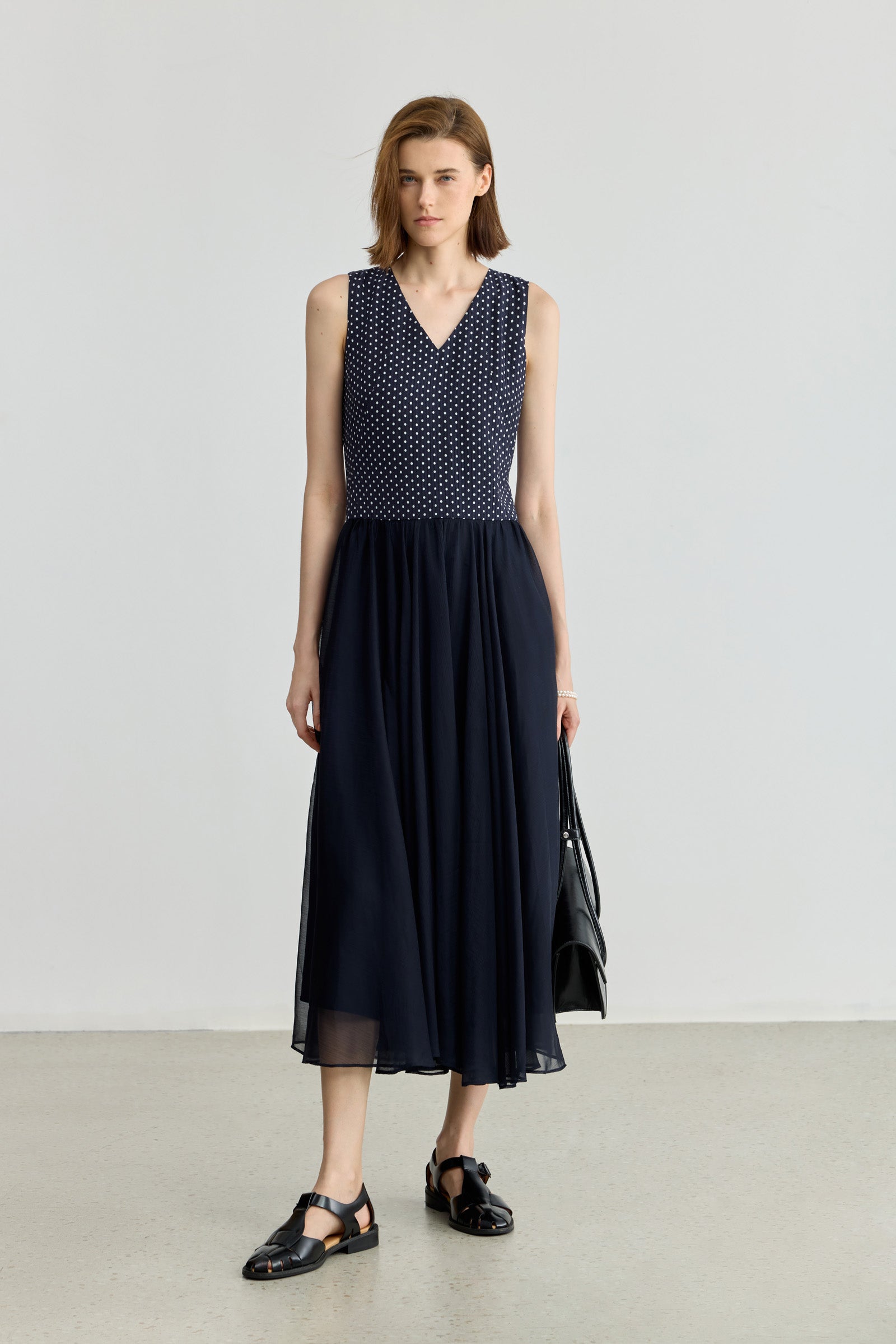 LILY Vintage Polka Dot Sleeveless Dress