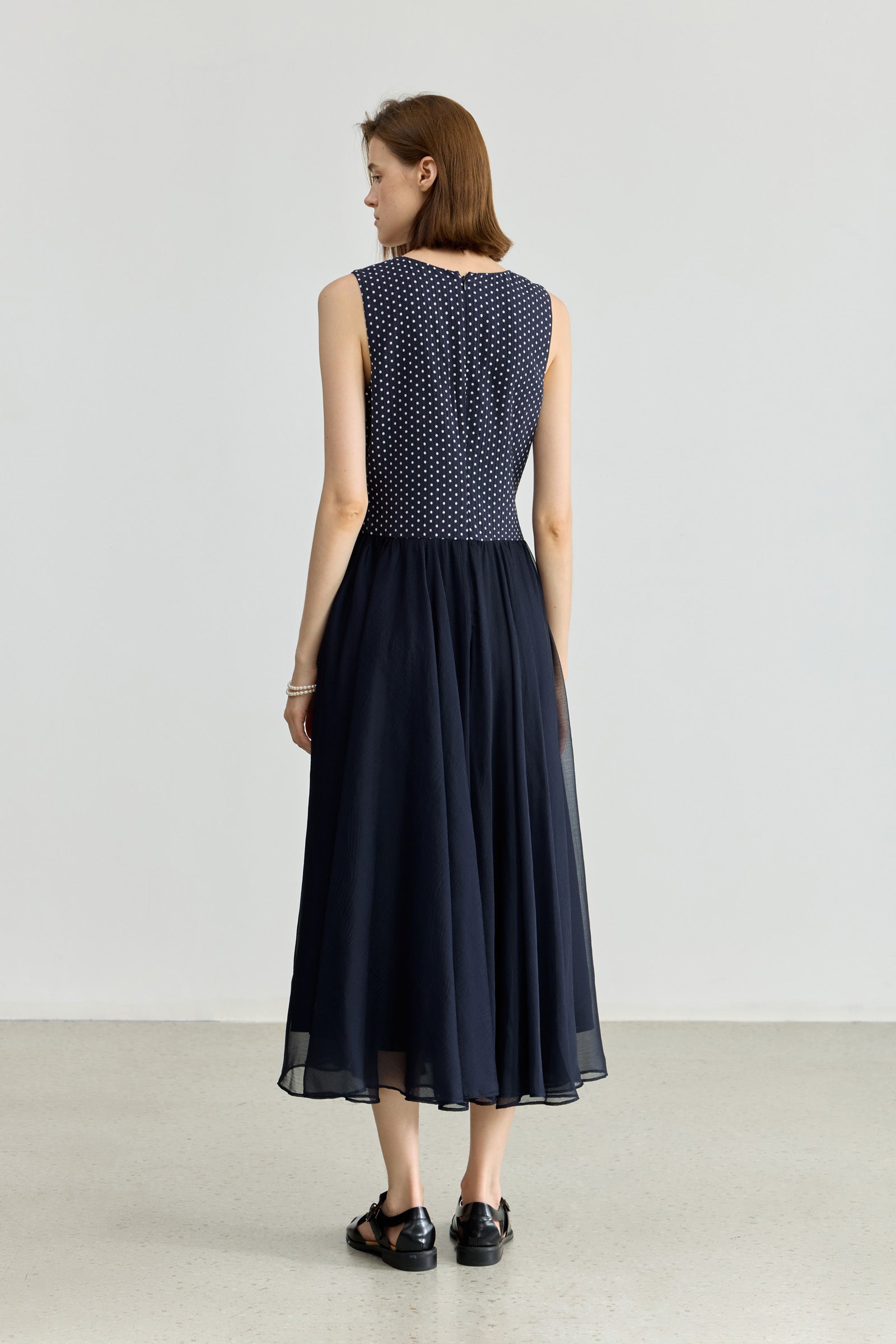 LILY Vintage Polka Dot Sleeveless Dress