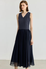 LILY Vintage Polka Dot Sleeveless Dress