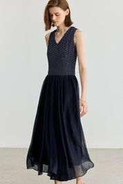 LILY Vintage Polka Dot Sleeveless Dress