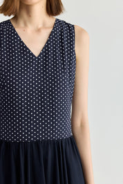 LILY Vintage Polka Dot Sleeveless Dress
