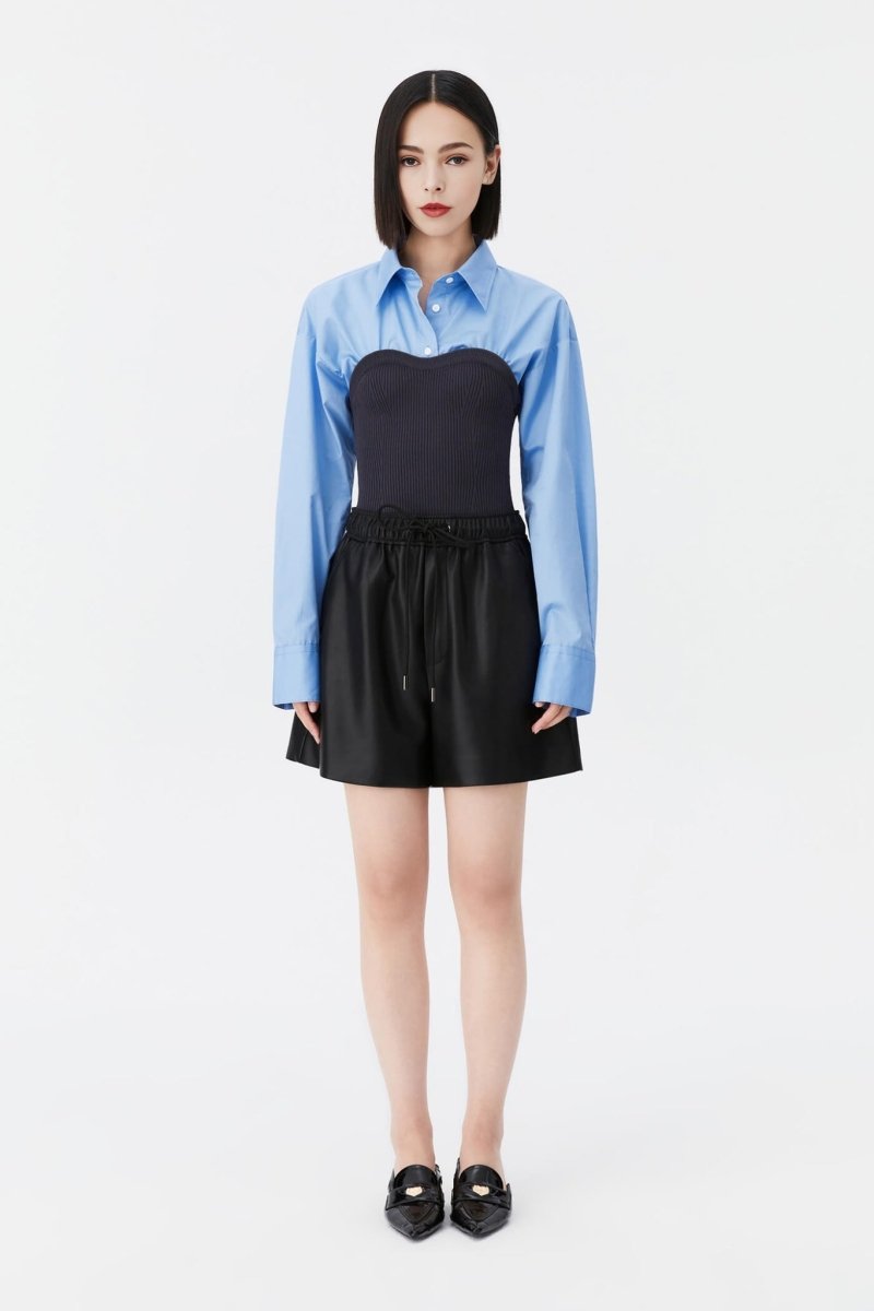 Artistic Two-Tone Button-Up Shirt | LILY ASIA