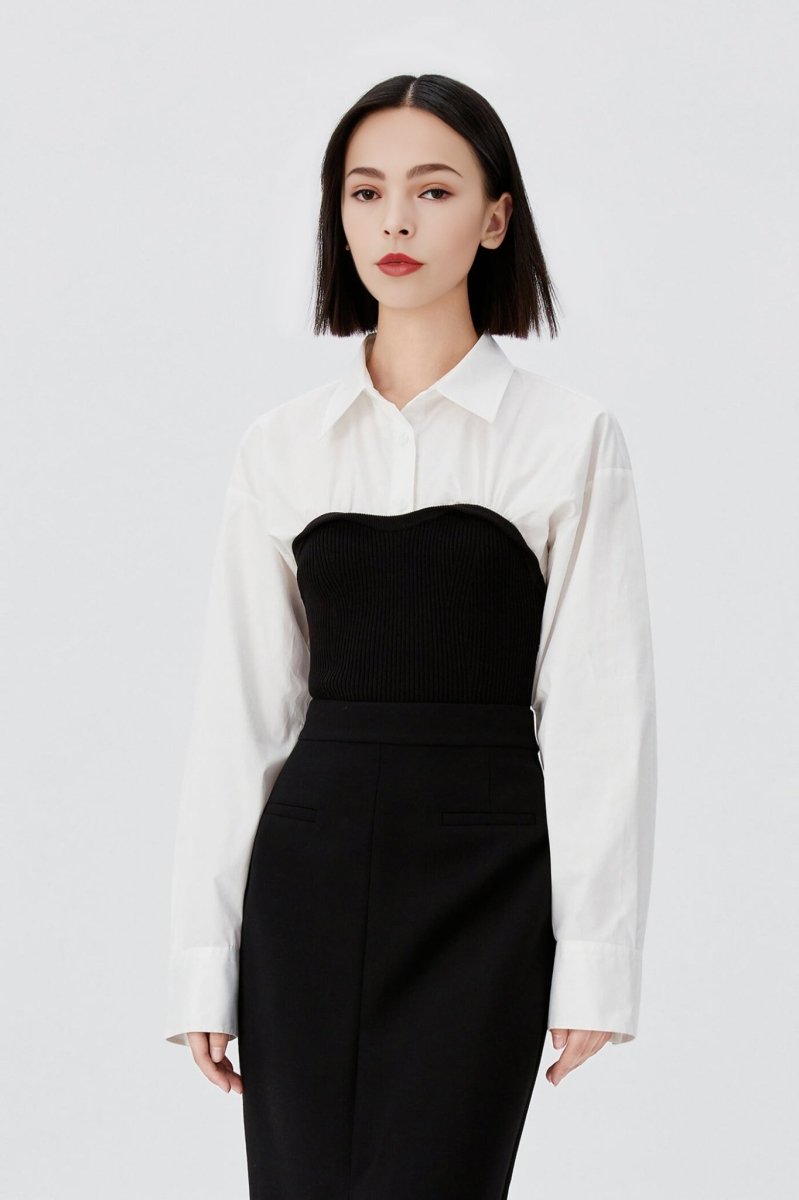 Artistic Two-Tone Button-Up Shirt | LILY ASIA