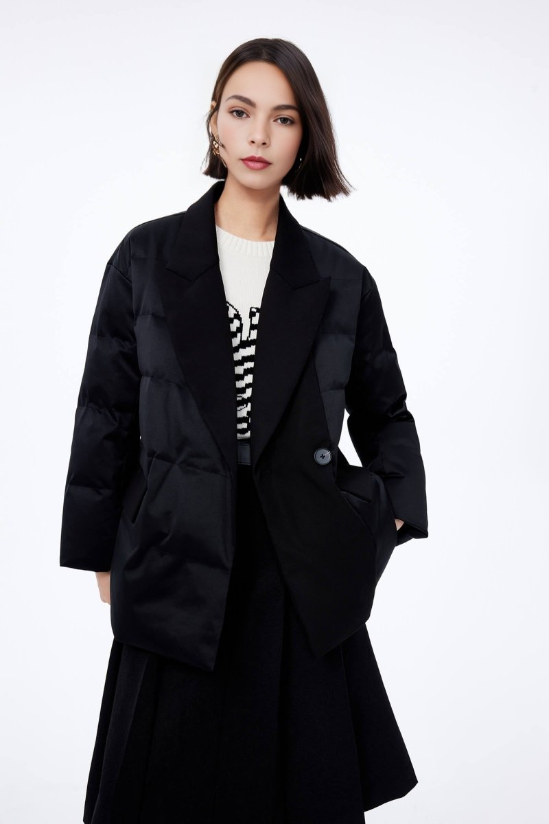 Casual Velvet Suit-Style Down Jacket | LILY ASIA