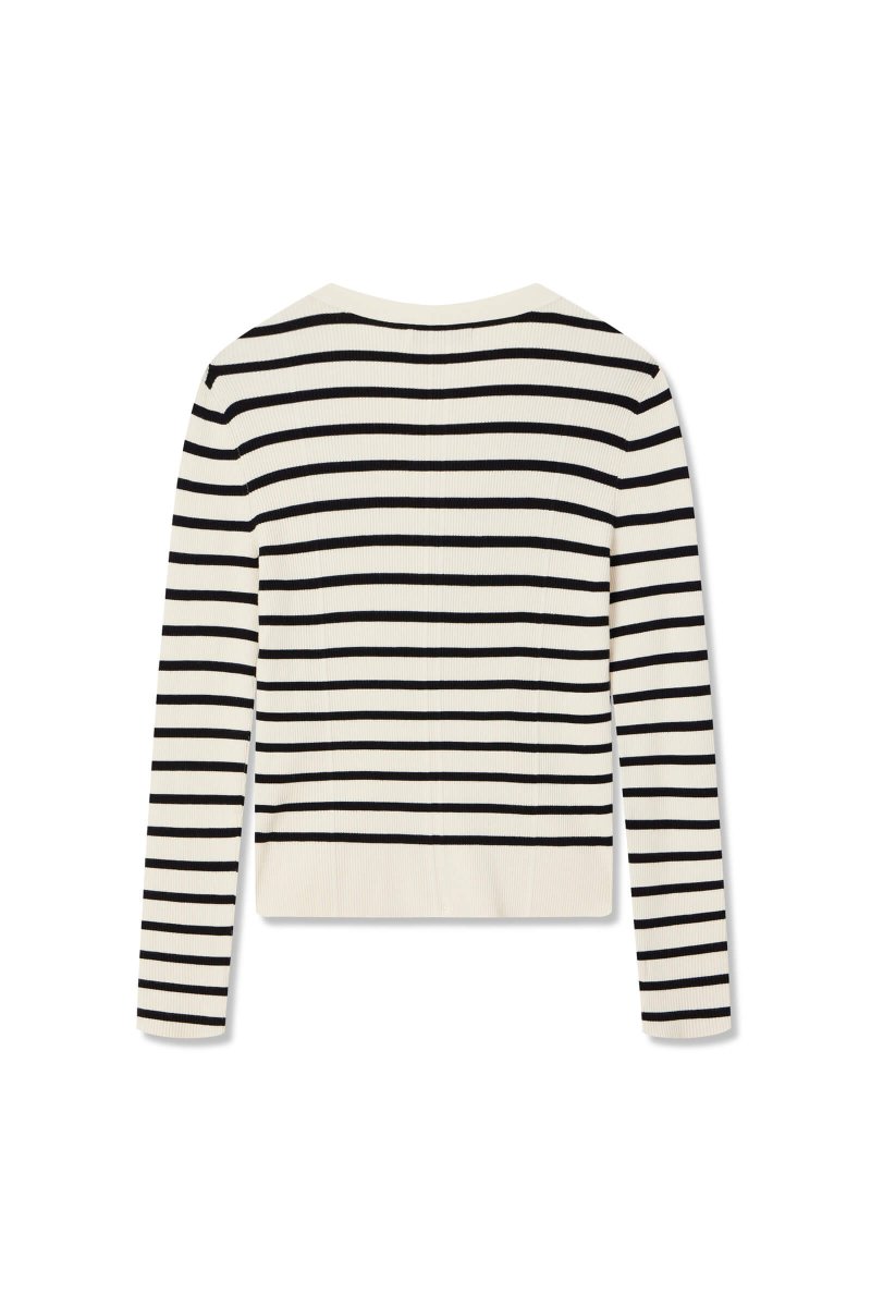 Chic Striped Knit Cardigan | LILY ASIA