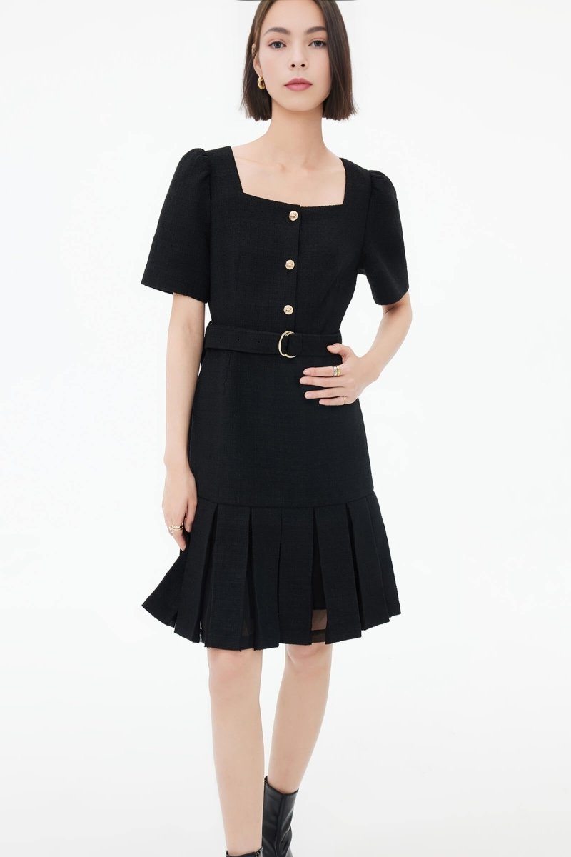 Classic Square Neck Black Dress | LILY ASIA