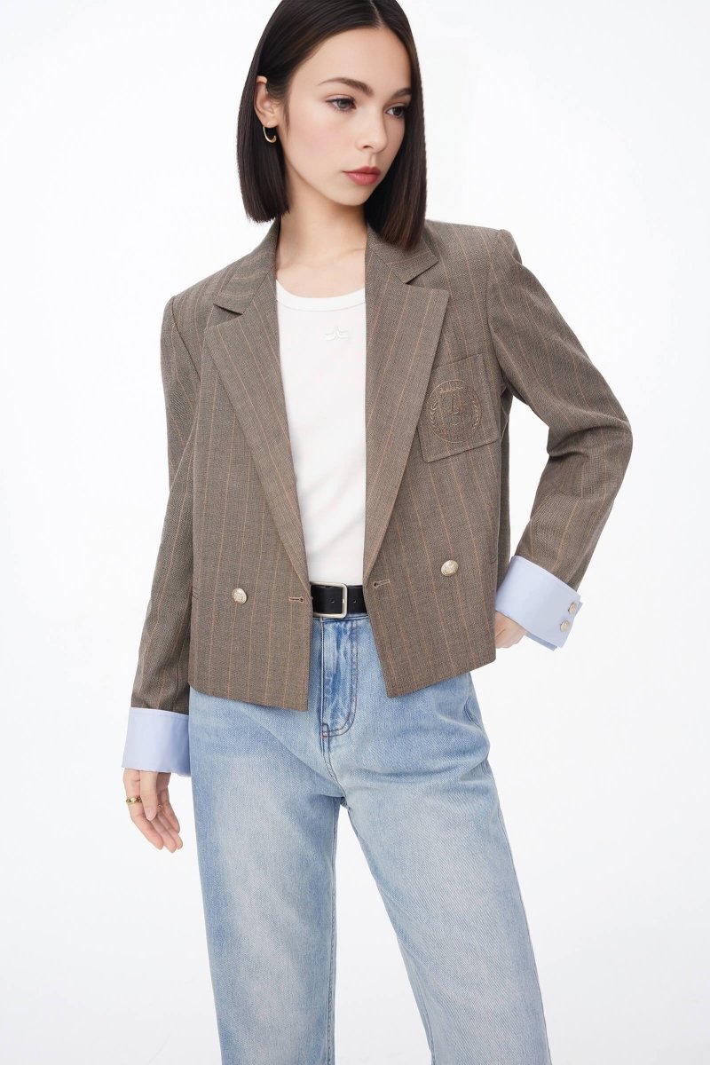 Classic Striped Short Blazer | LILY ASIA