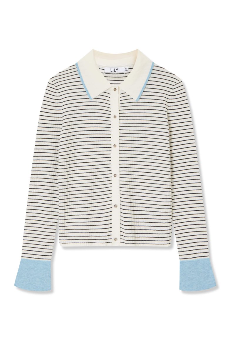 Color-Blocked Cuff Knit Cardigan | LILY ASIA