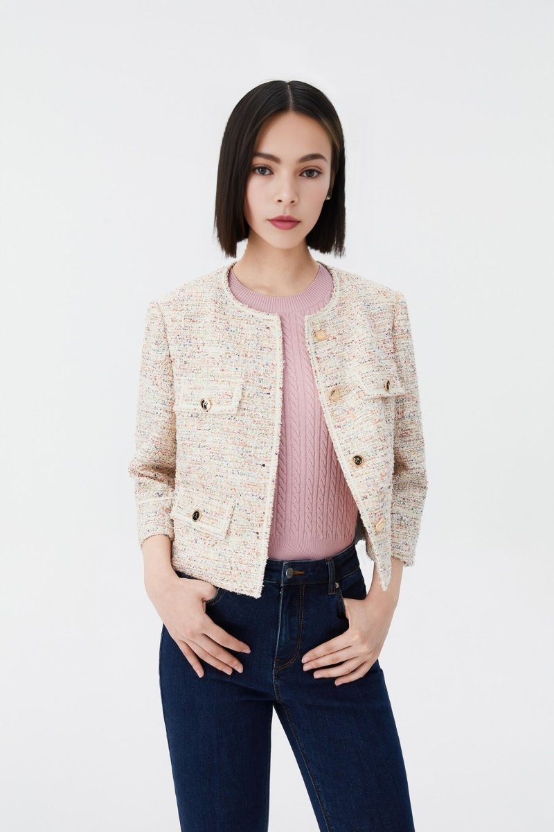 Colorful Jacquard Short Jacket | LILY ASIA