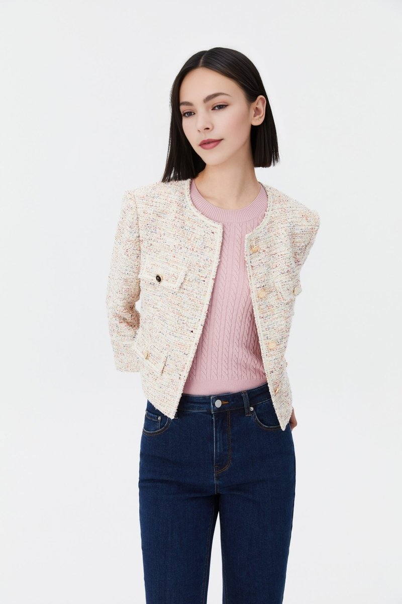 Colorful Jacquard Short Jacket | LILY ASIA