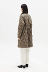 Diamond-Pattern Stand Collar Down Coat | LILY ASIA
