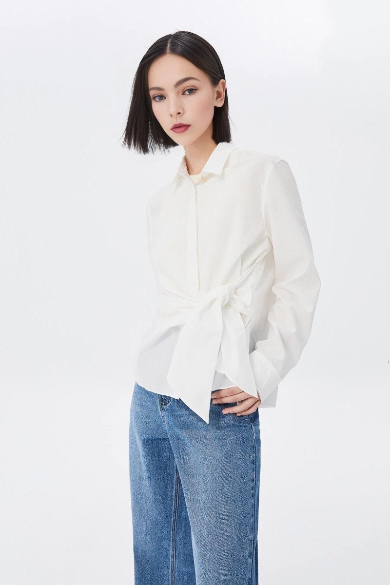 Draping Silk Twisted Knot Shirt | LILY ASIA