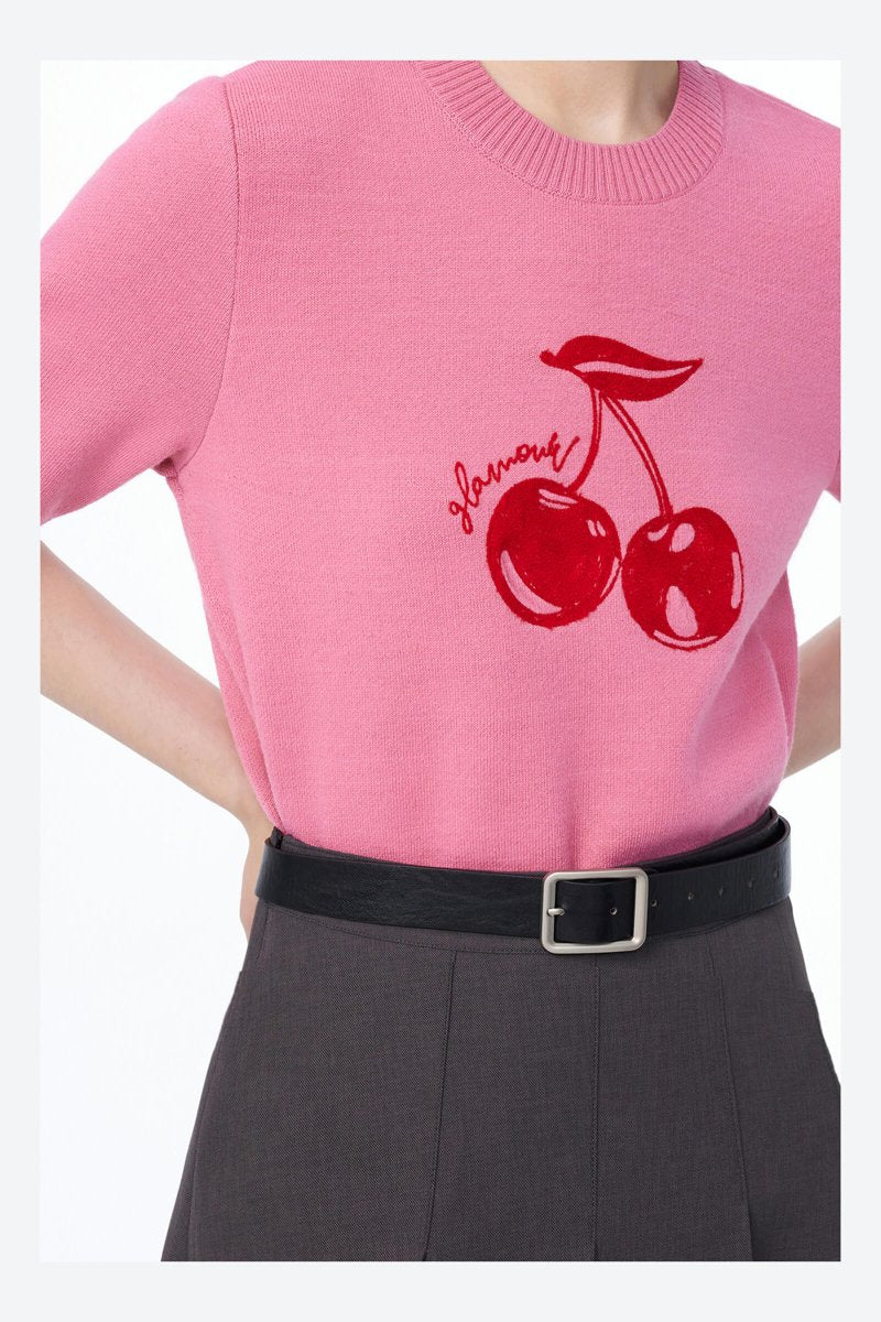 Fun Cherry Inlay Sweater | LILY ASIA
