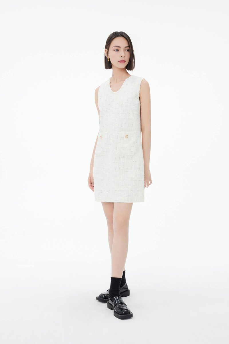 Graceful Chanel-inspired Little White Dress | LILY ASIA
