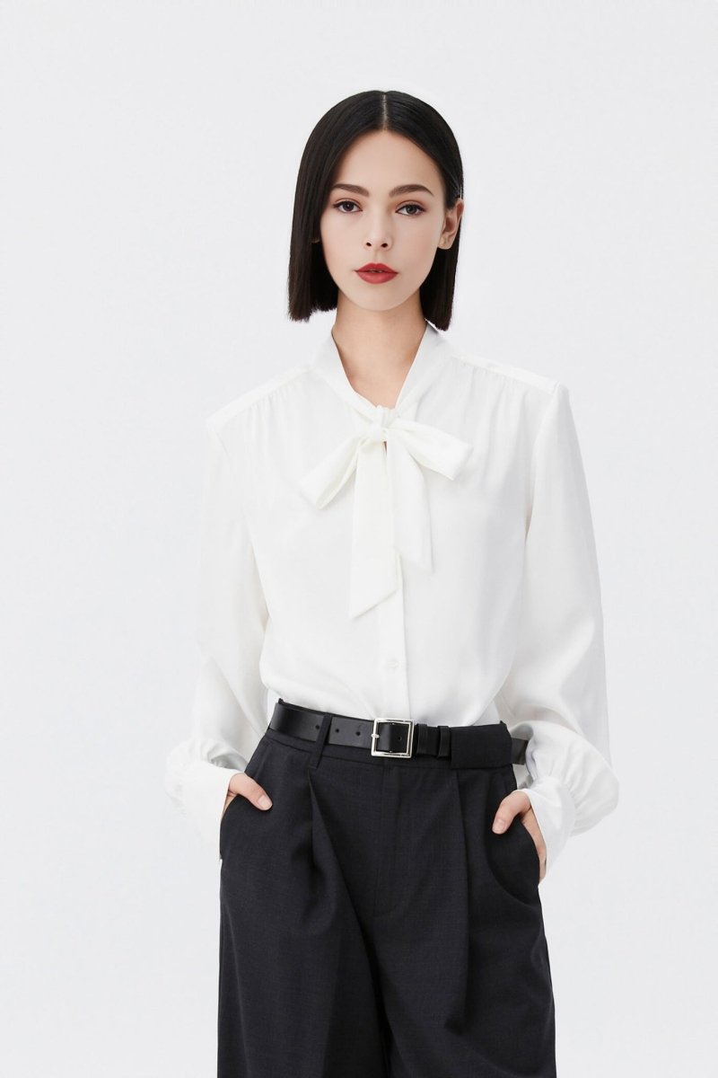 Graceful Draped Tie Knit Top | LILY ASIA