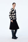 LILY Color-Block Checkered Knit Cardigan | LILY ASIA