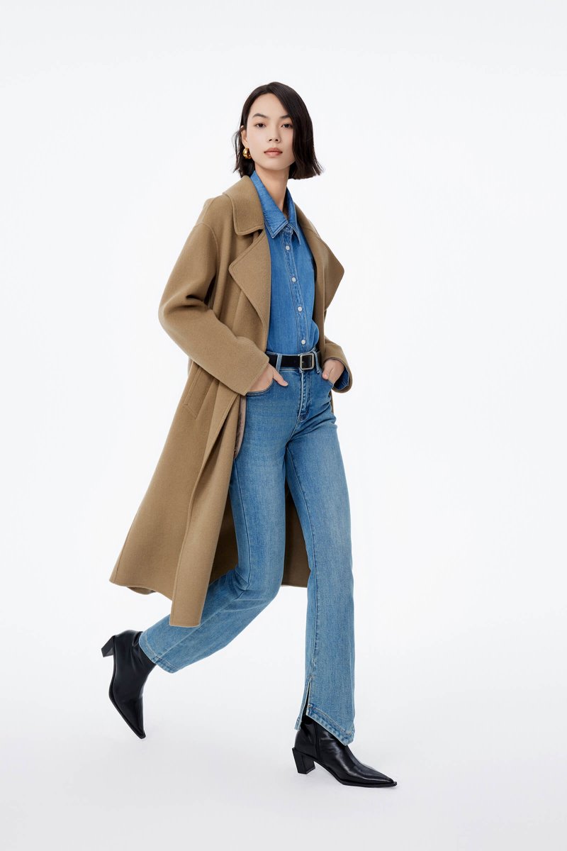 LILY Full Wool Slim Fit Belted Long Coat | LILY ASIA