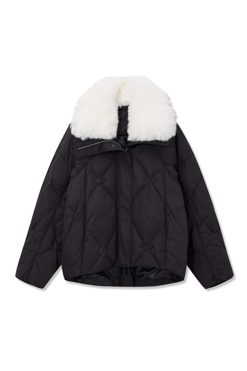 LILY Goose Down Jacket with Wool Collar | LILY ASIA