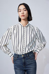 Lily Striped Stand-Up Collar Shirt | LILY ASIA