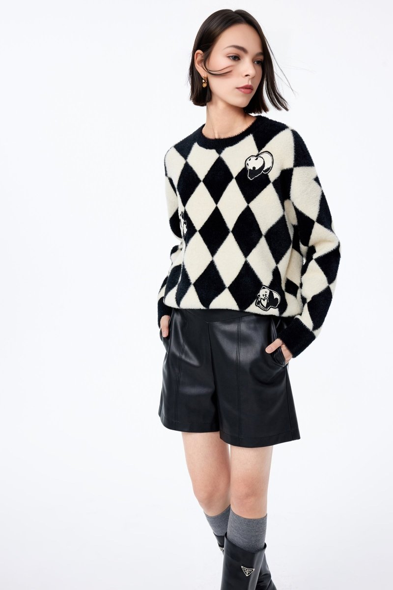 LILY Vintage Color-Block Plaid Sweater | LILY ASIA