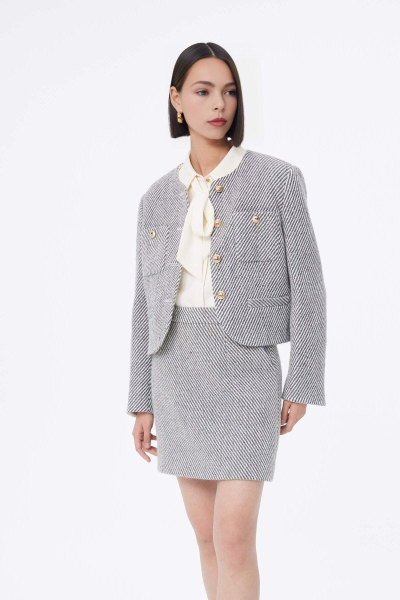 LILY Wool-Blend Striped Jacket | LILY ASIA