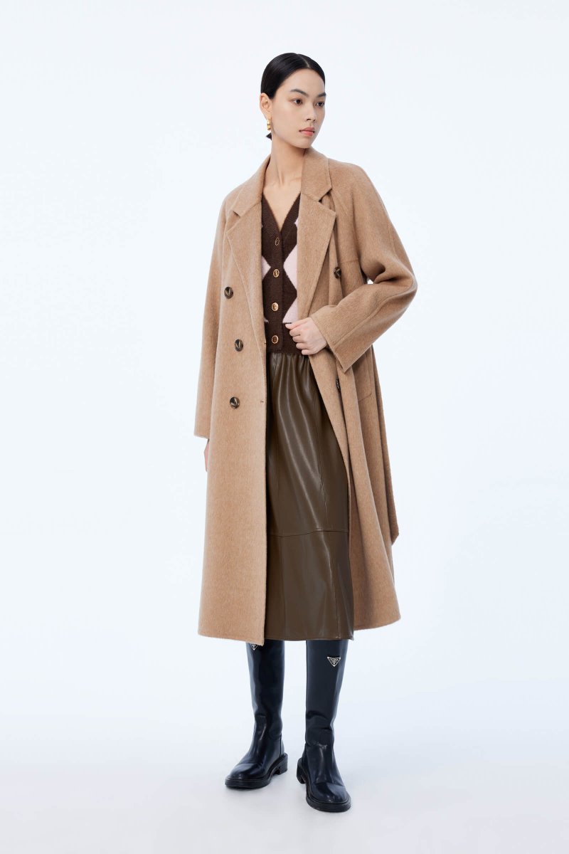 LILY Wool Camel-Colored Double-Breasted Coat | LILY ASIA