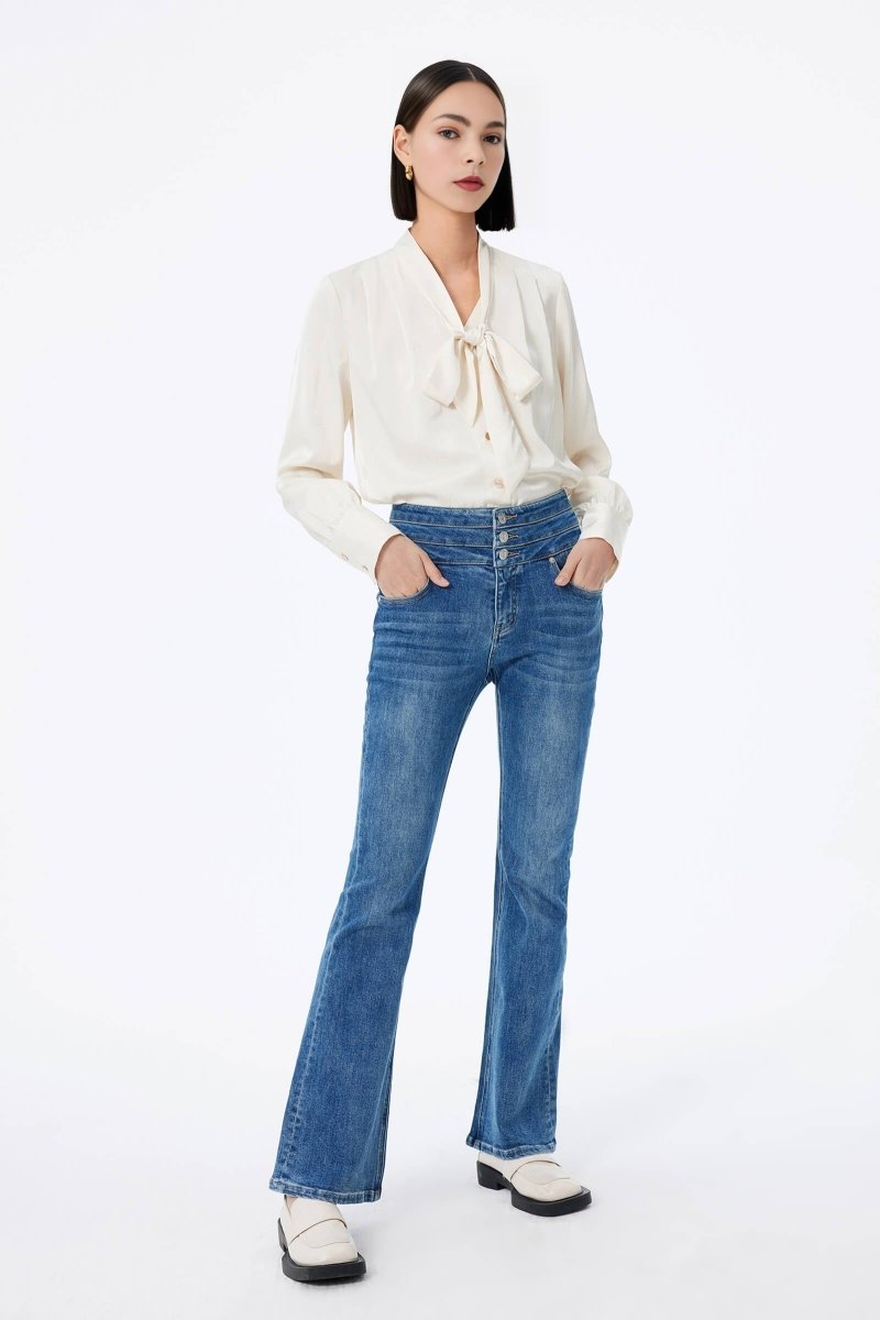 Loose Elegant Draped Belted Shirt | LILY ASIA