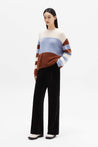 Raccoon Fur-Trimmed Color-Blocked Sweater | LILY ASIA