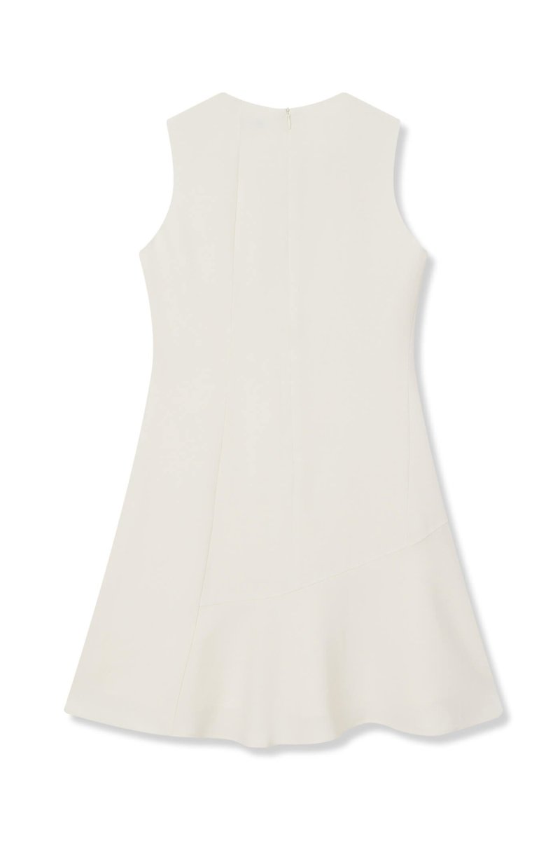 Romantic Ruffled Hem Dress in Off-White | LILY ASIA