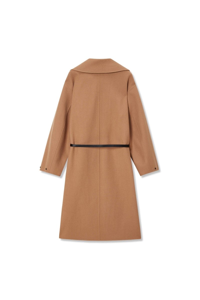 Sheep Wool and Camel Hair Belted Woolen Coat | LILY ASIA
