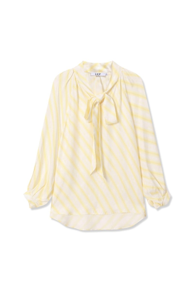 Silky Bow Tie Draped Blouse | LILY ASIA