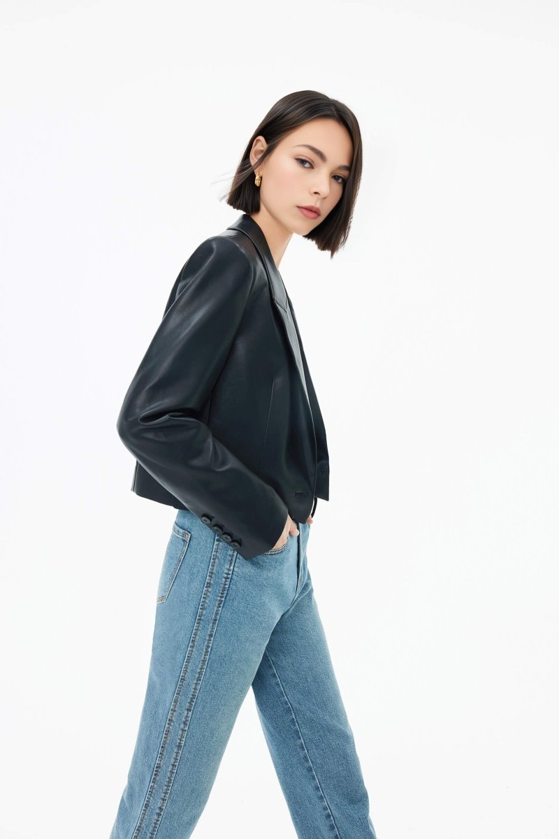 Stylish Casual PU Short Jacket | LILY ASIA