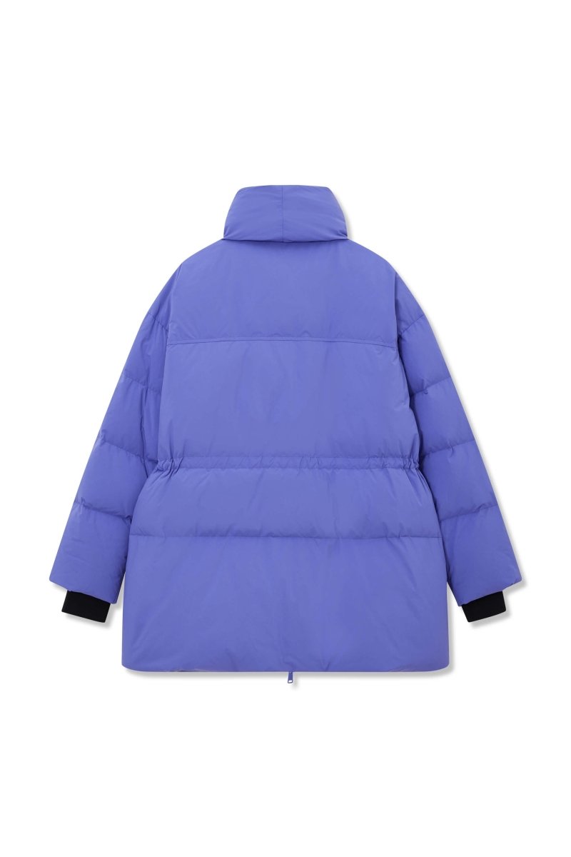 Stylish Cinched-Waist Double-Collar Puffer Jacket | LILY ASIA