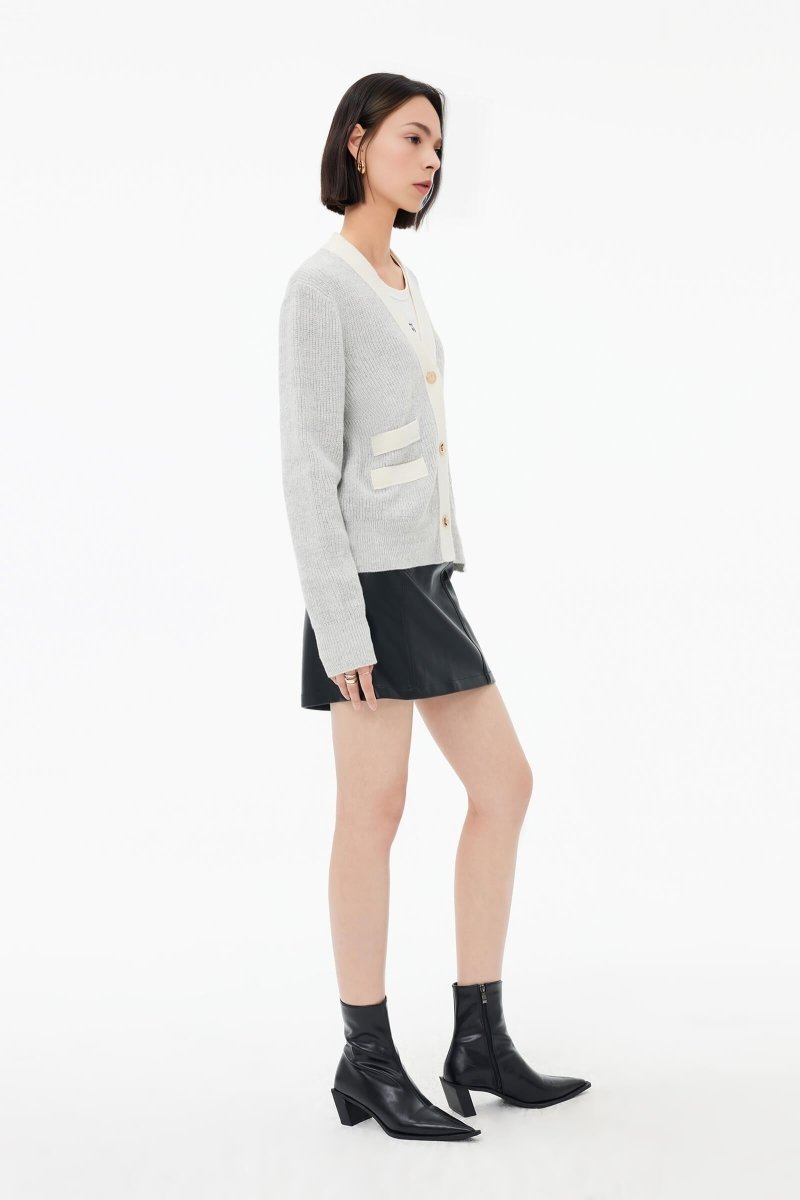 Stylish Color-Blocked Wool Cardigan | LILY ASIA