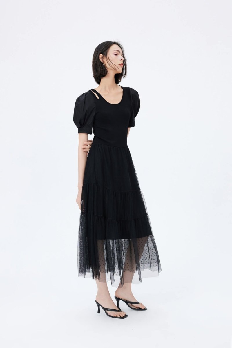 Stylish Hollow Out Black Dress | LILY ASIA