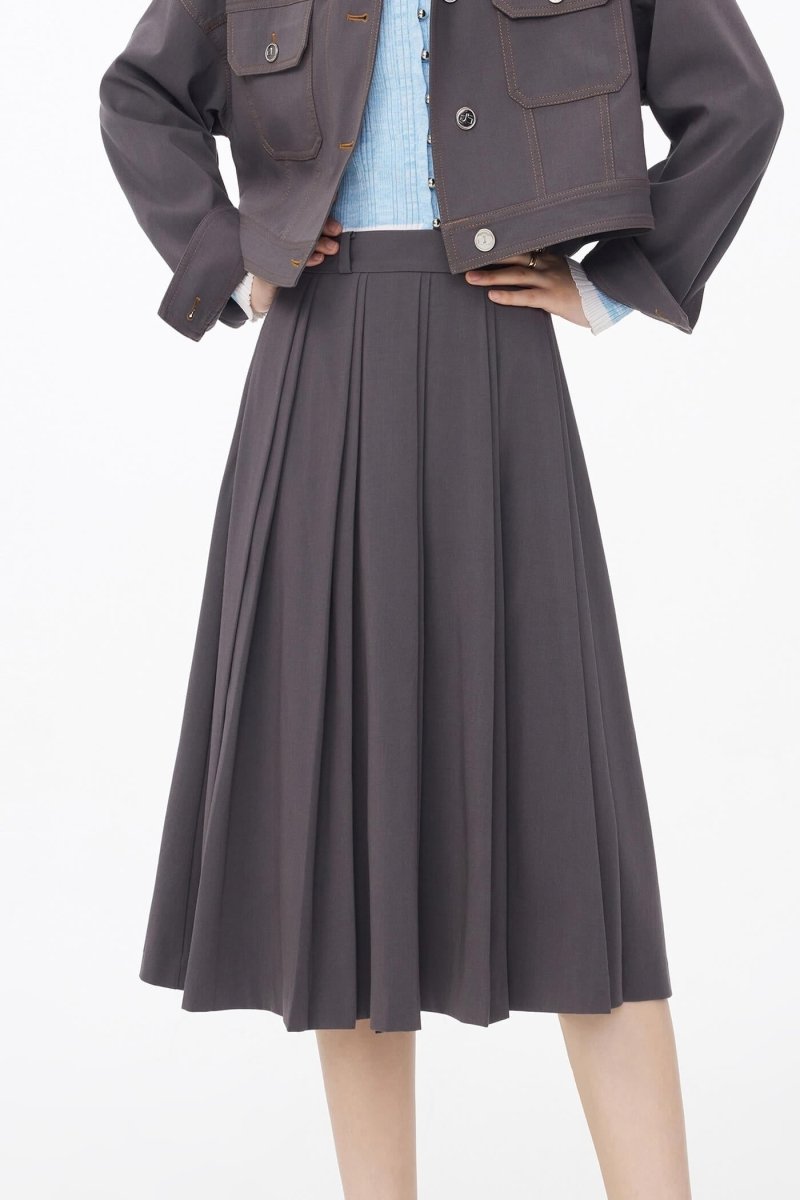 Unique High-Waisted Double-Pleated Skirt | LILY ASIA