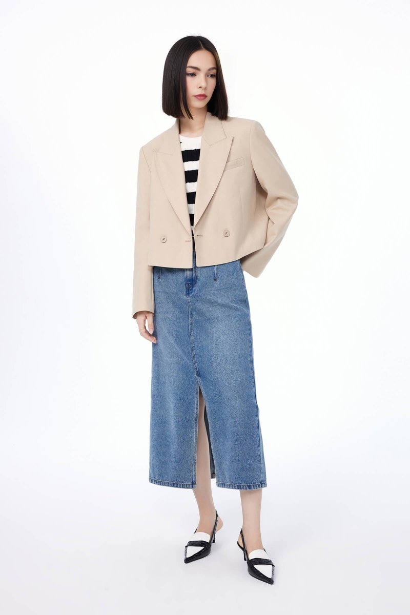 Unique Short Wool Blend Suit Jacket | LILY ASIA