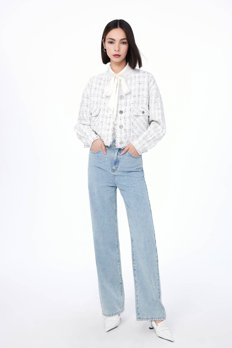 Vintage Plaid Short-Length Jacket | LILY ASIA