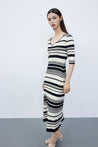 Vintage Striped Knit Maxi Skirt | LILY ASIA