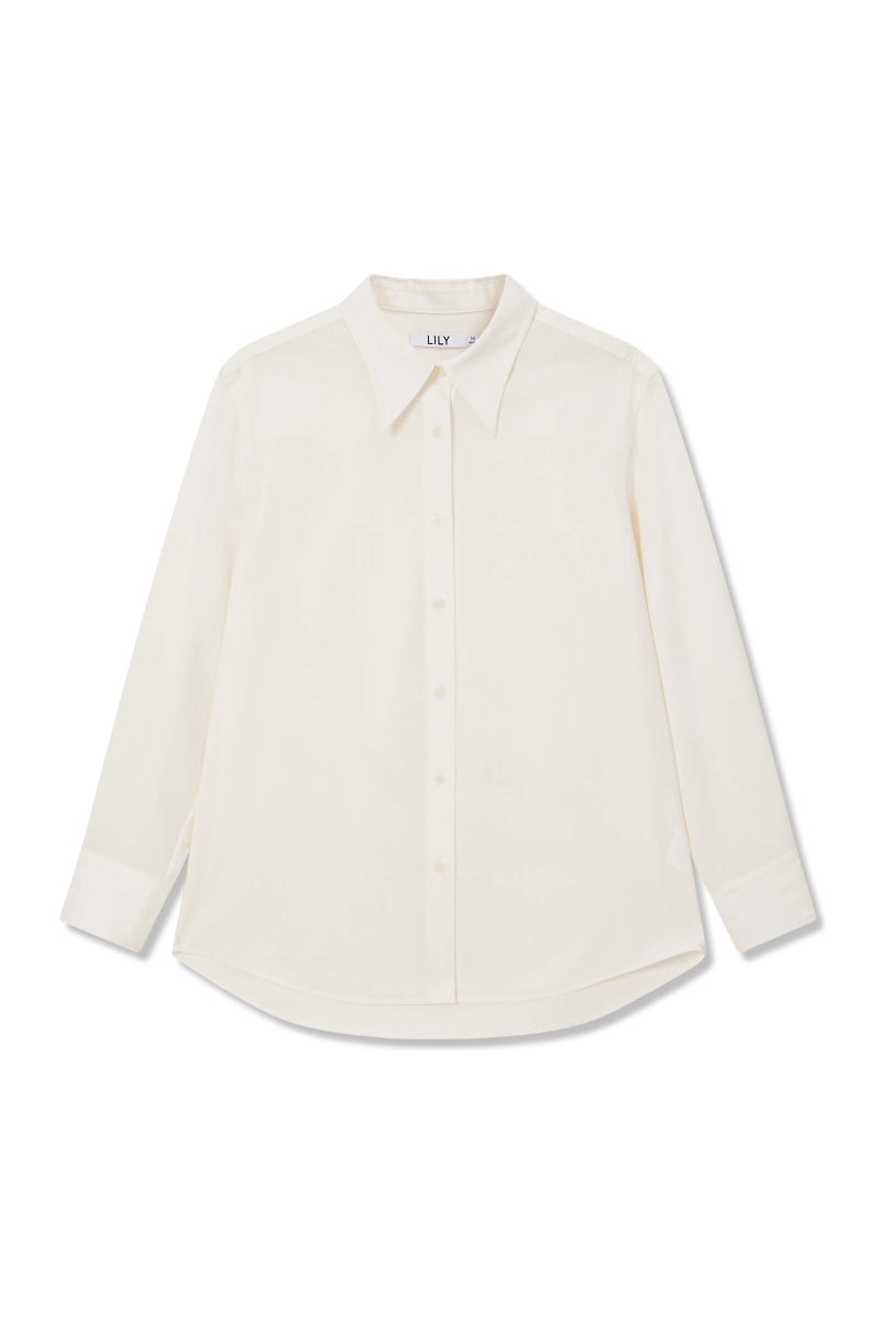 Wool Blend Draped White Shirt | LILY ASIA
