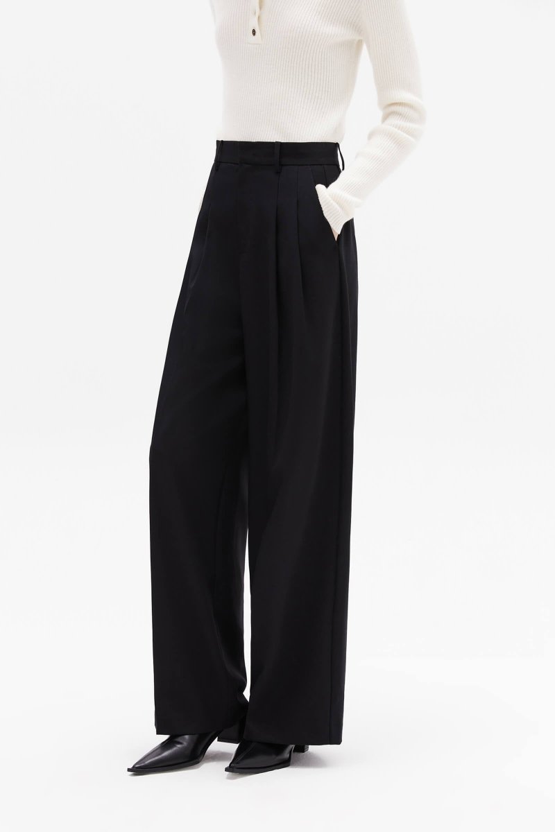 Wool High-Waisted Wide-Leg Trousers | LILY ASIA