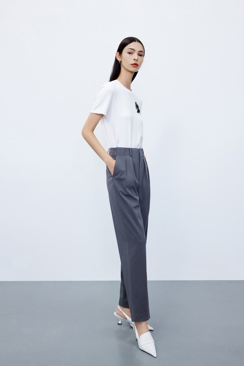 Wool Nine-Point Suit Pants | LILY ASIA